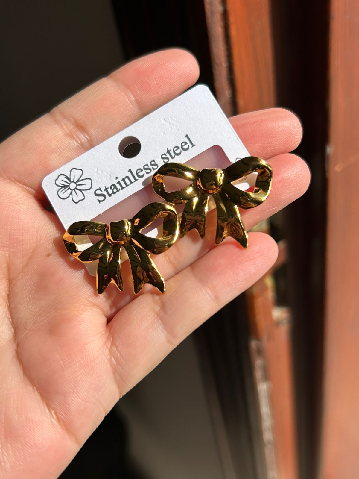 Stainless bow earrings