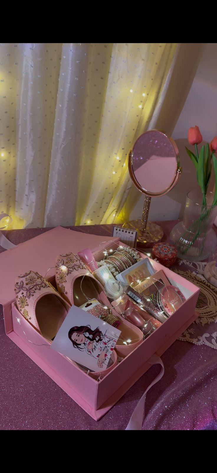 Pink Khusa & Makeup Box