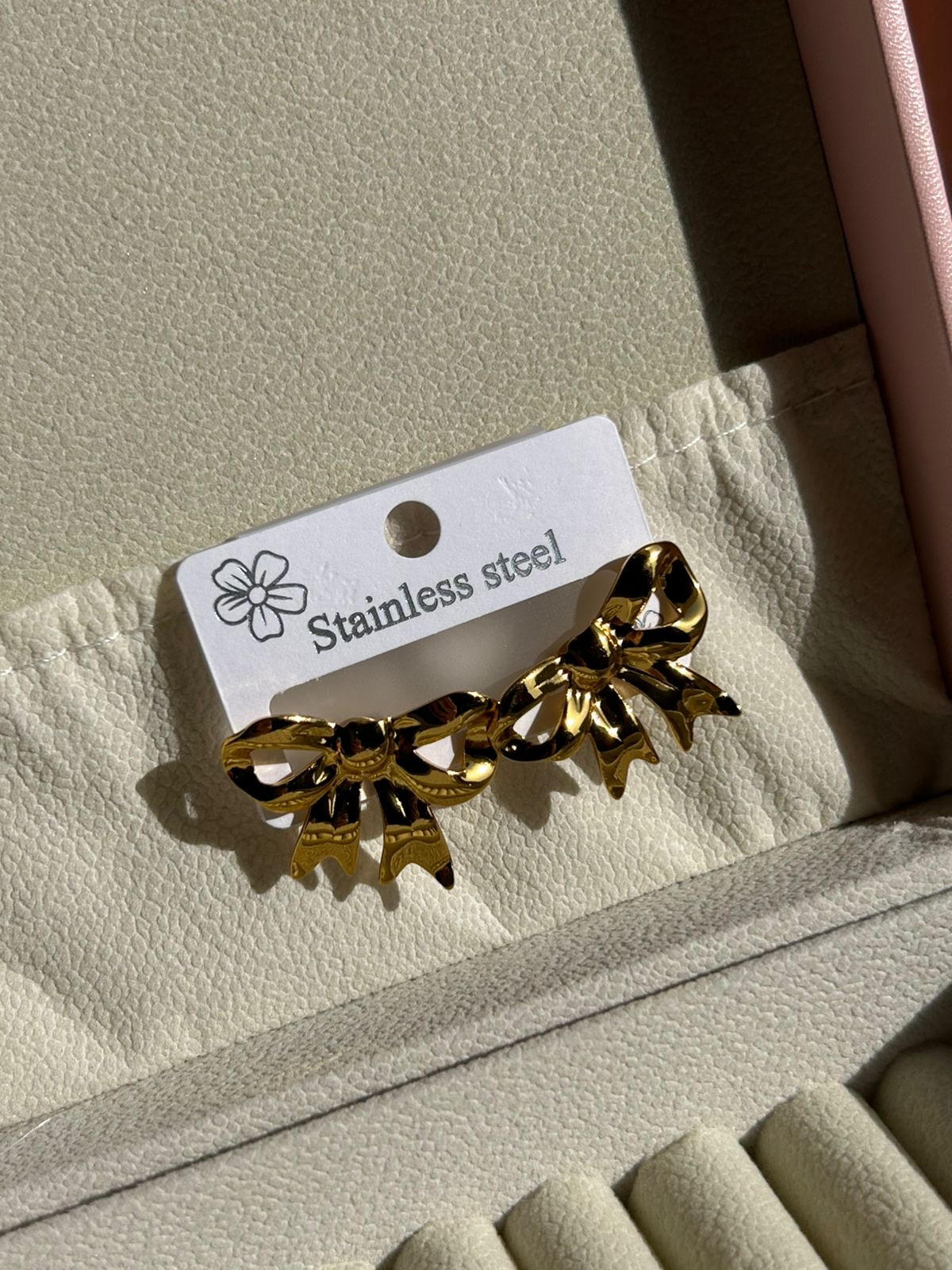 Stainless bow earrings